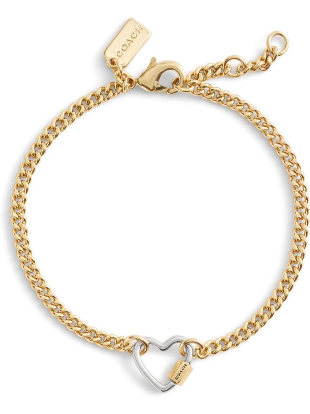 Chic Women's Heart Link Bracelet with Carabiner Design - Stylish Accessory